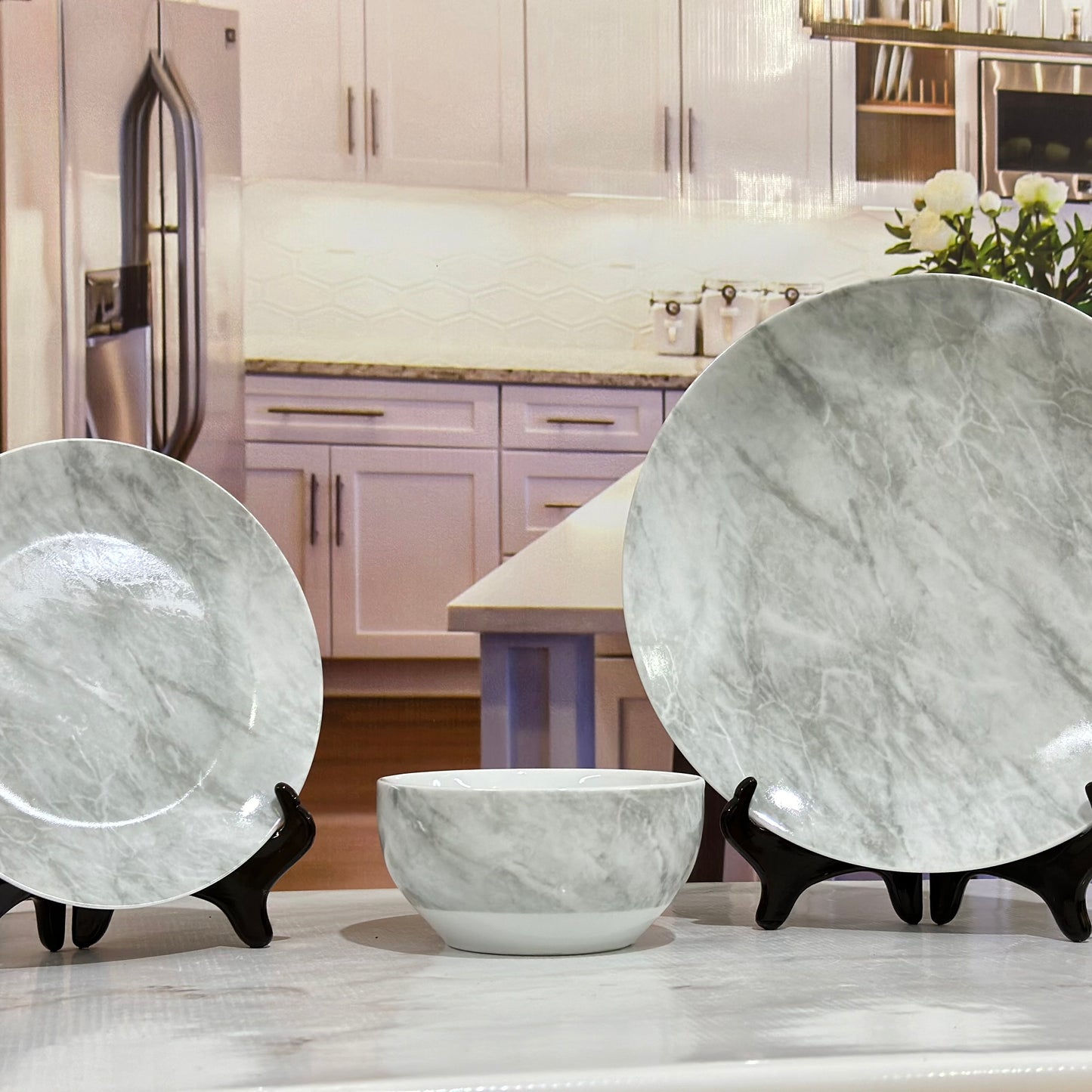 12pcs Marble Elegance Ceramic Breakfast Set đ˝ď¸