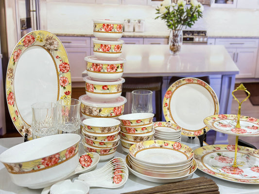 56pcs Super Bone China Chinese Dinner Set with Cake Platter ππ°