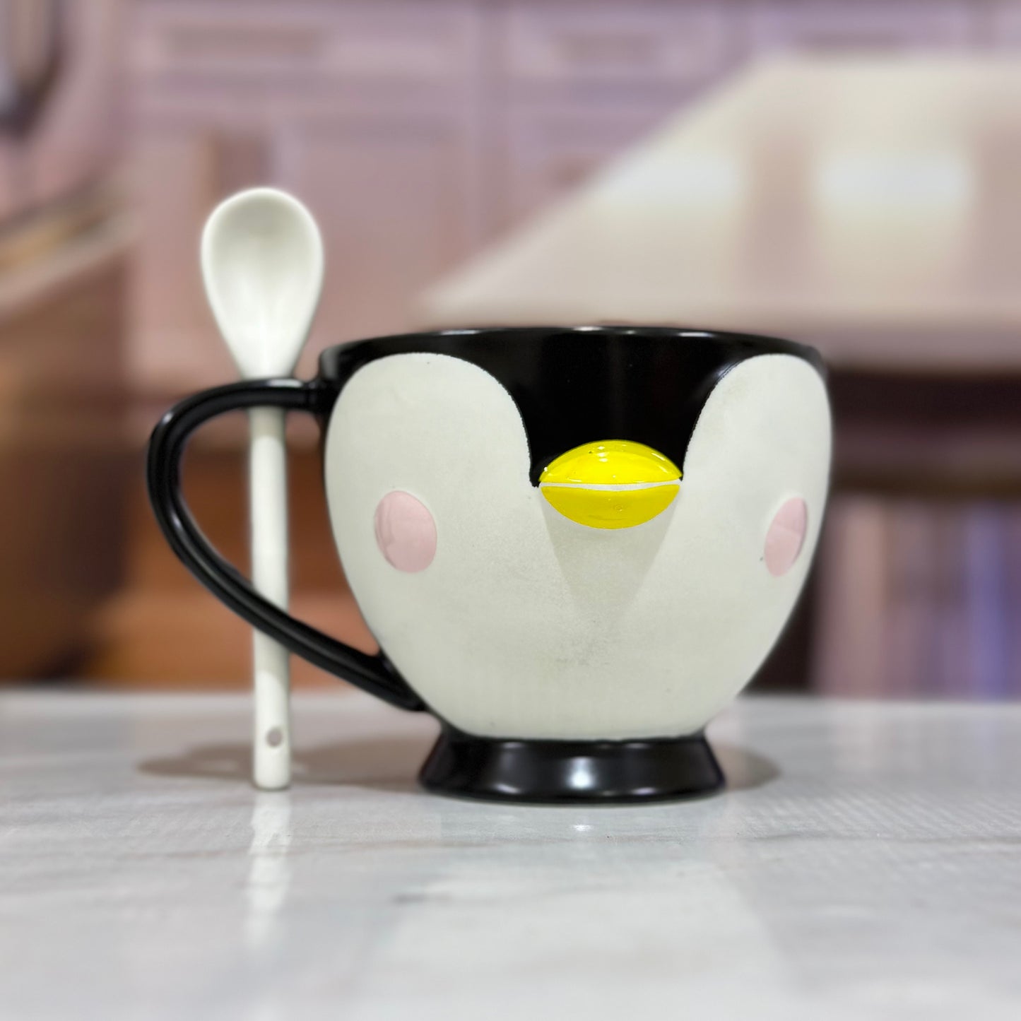 Cute Penguin Gift Mug with Spoon ๐ง