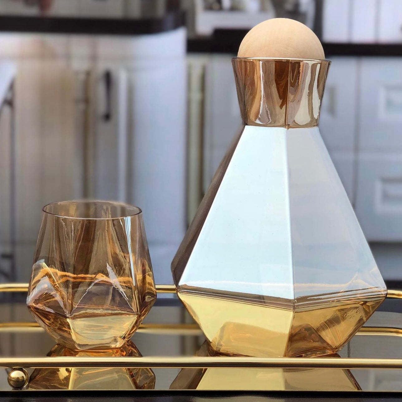 7pcs Turkey Glass Water Set with Stainless Steel Tray