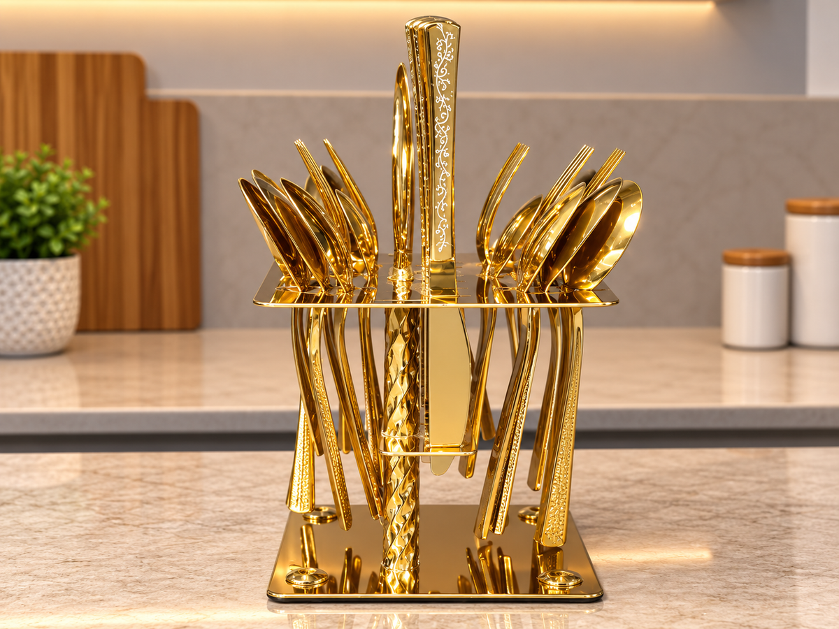 30 Pcs Golden Stainless Steel Cutlery Set