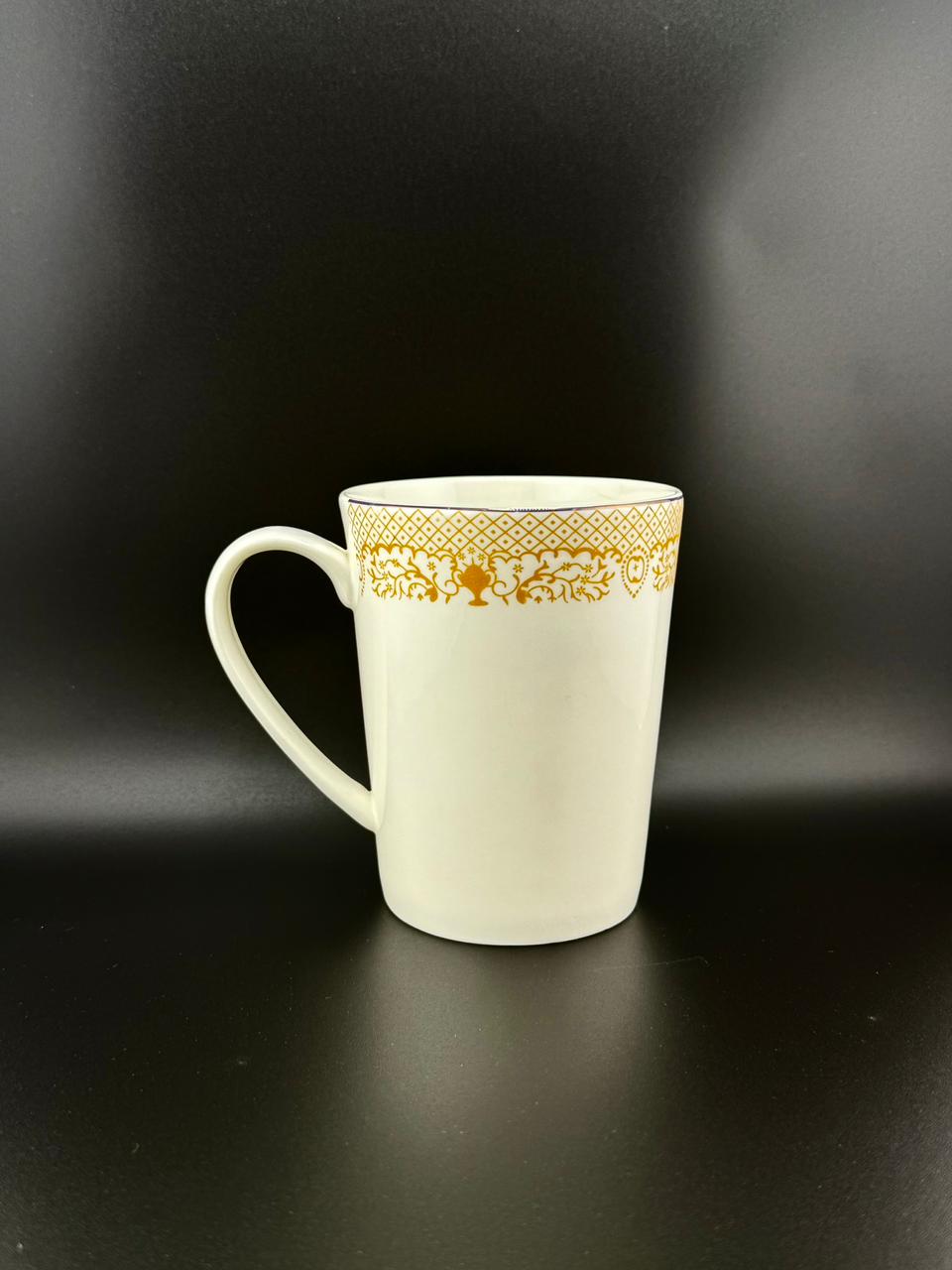 6 Pcs Flared Curved-Handle Super Bone China Mug Set â¨