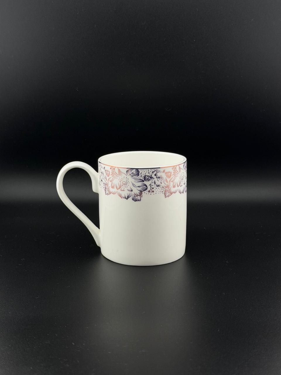 6 Pcs Small Straight Curved-Handle Super Bone China Mug Set â¨
