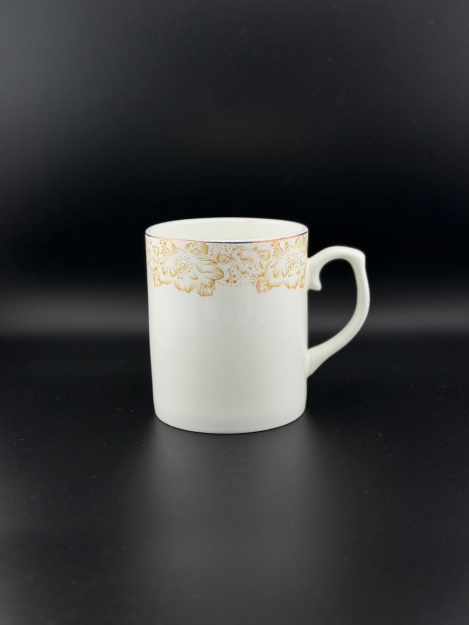 6 Pcs Cylinder Shaped Stylish Handle Super Bone China Mug Set