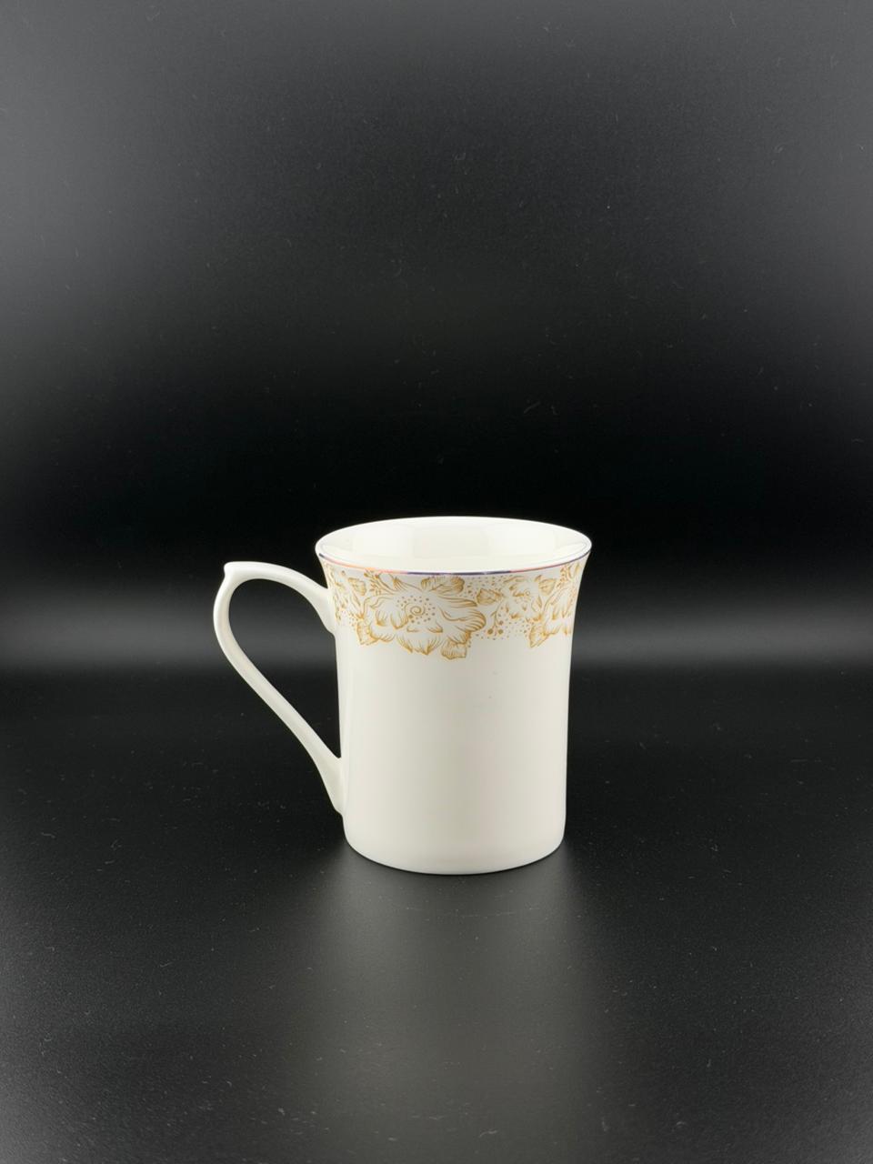 6 Pcs Small Golden Floral Super Bone China Mug Set β¨