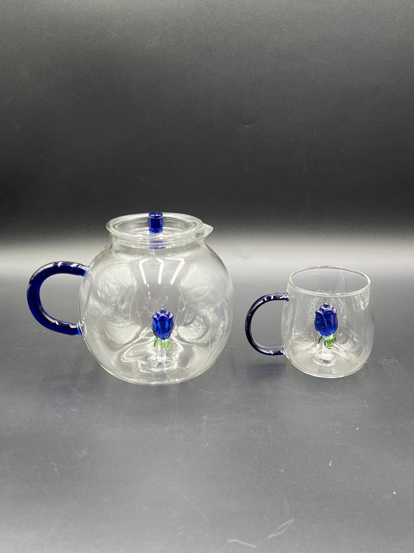 5 Pcs Turkish Glass Tea Set – Floral Kettle & Cups 🌷