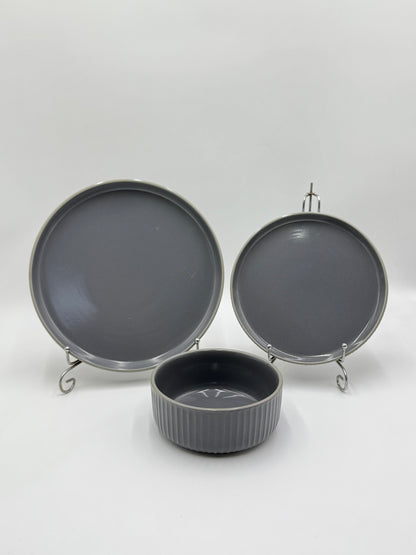 12 Pcs Grey Glazed Stoneware Breakfast Set 💫