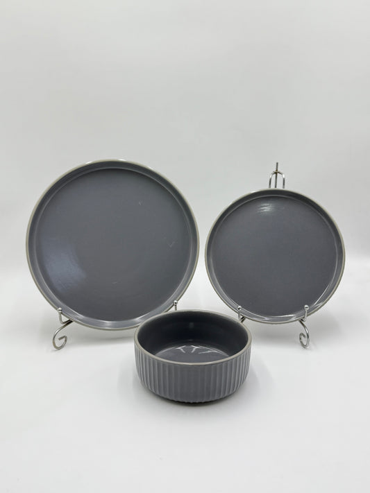 12 Pcs Grey Glazed Stoneware Breakfast Set 💫