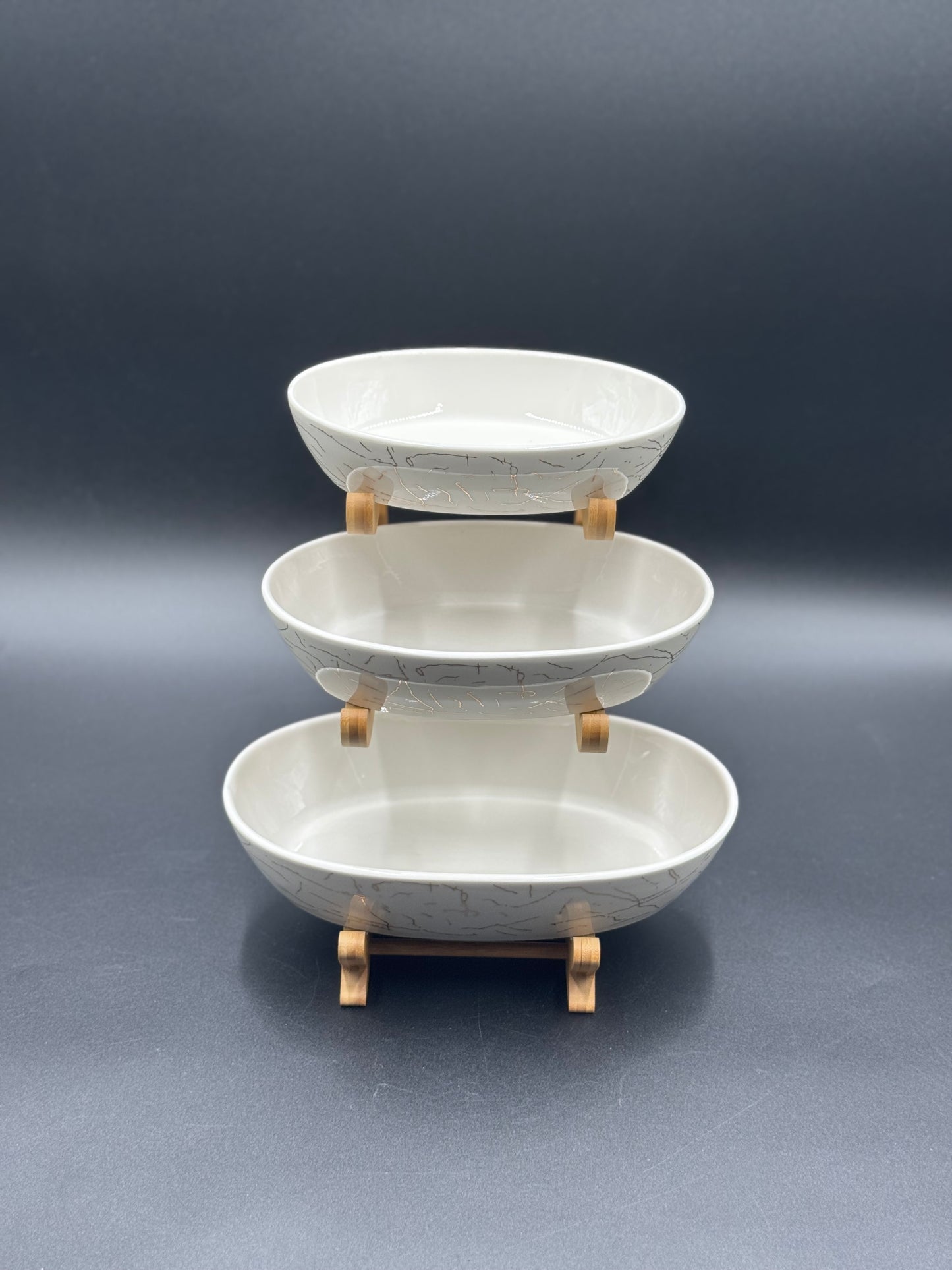 3 Tier White Marble Design Ceramic Food Serving Rack✨