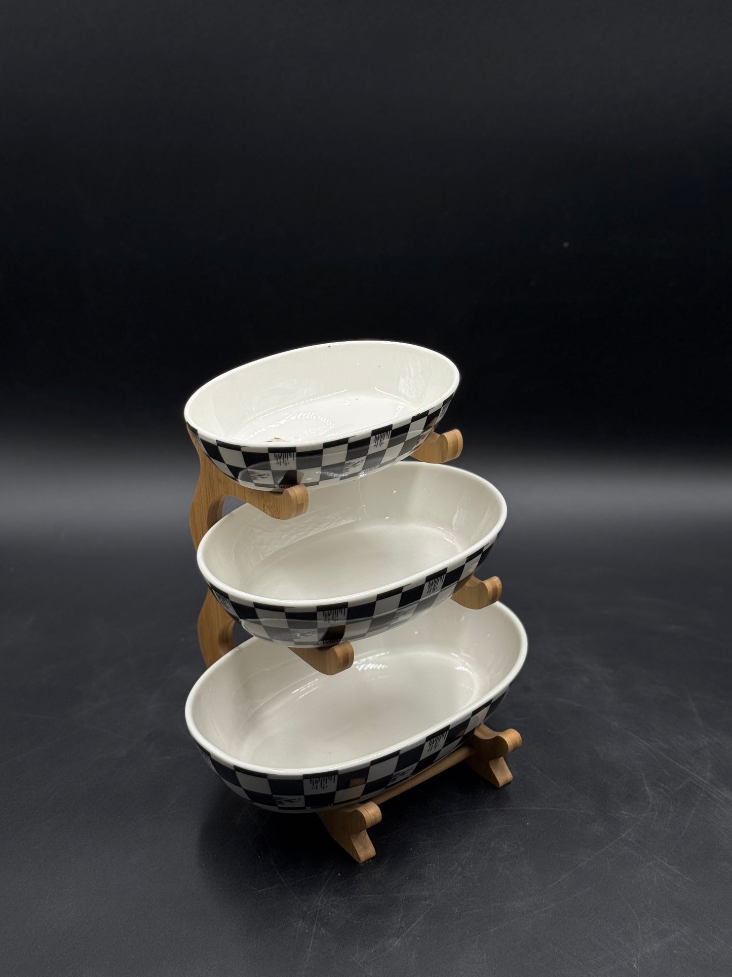 3 Tier Box Pattern Ceramic Food Serving Rack✨