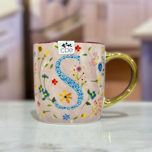 S Alphabet Mug with Golden Handle✨