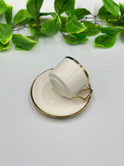 12 Pcs Decent Gold Rim Fine Bone China Cup and Saucer Set ☕️✨