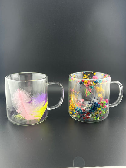 280ML Double Wall Glass Cups – Art Bloom Series