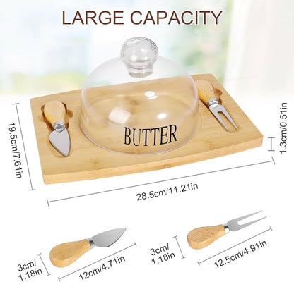 4 Pcs Round Butter Dish with Glass Lid 🧈✨