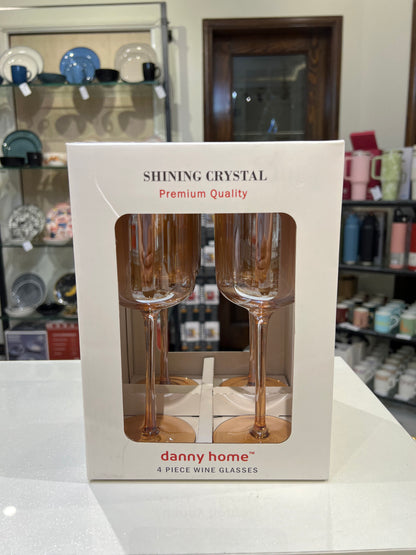4 Pcs Danny Home Slim Golden Wine Glass Set