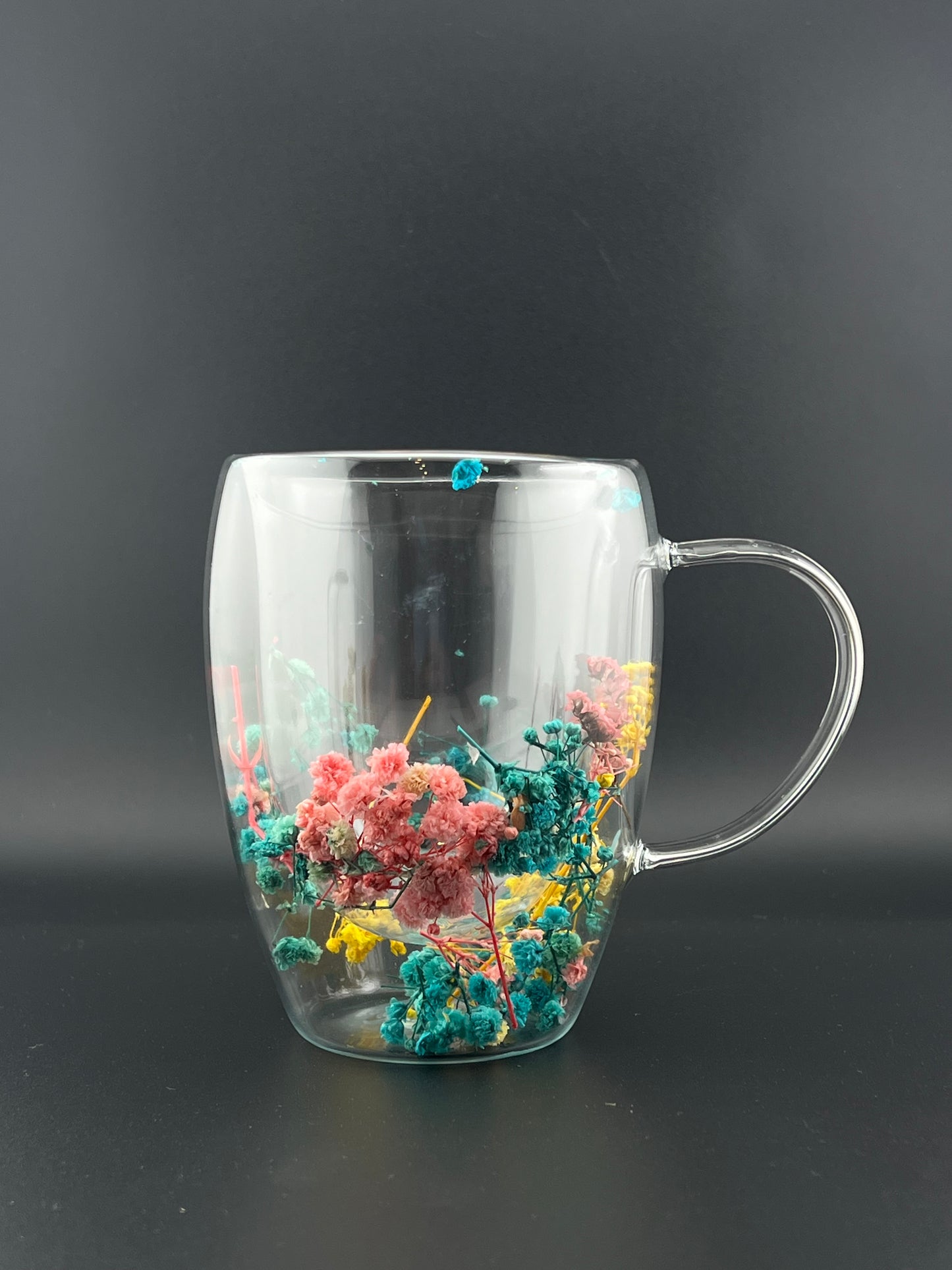 320ML Double Wall Floral Glass Cup – Tall Bloom Edition