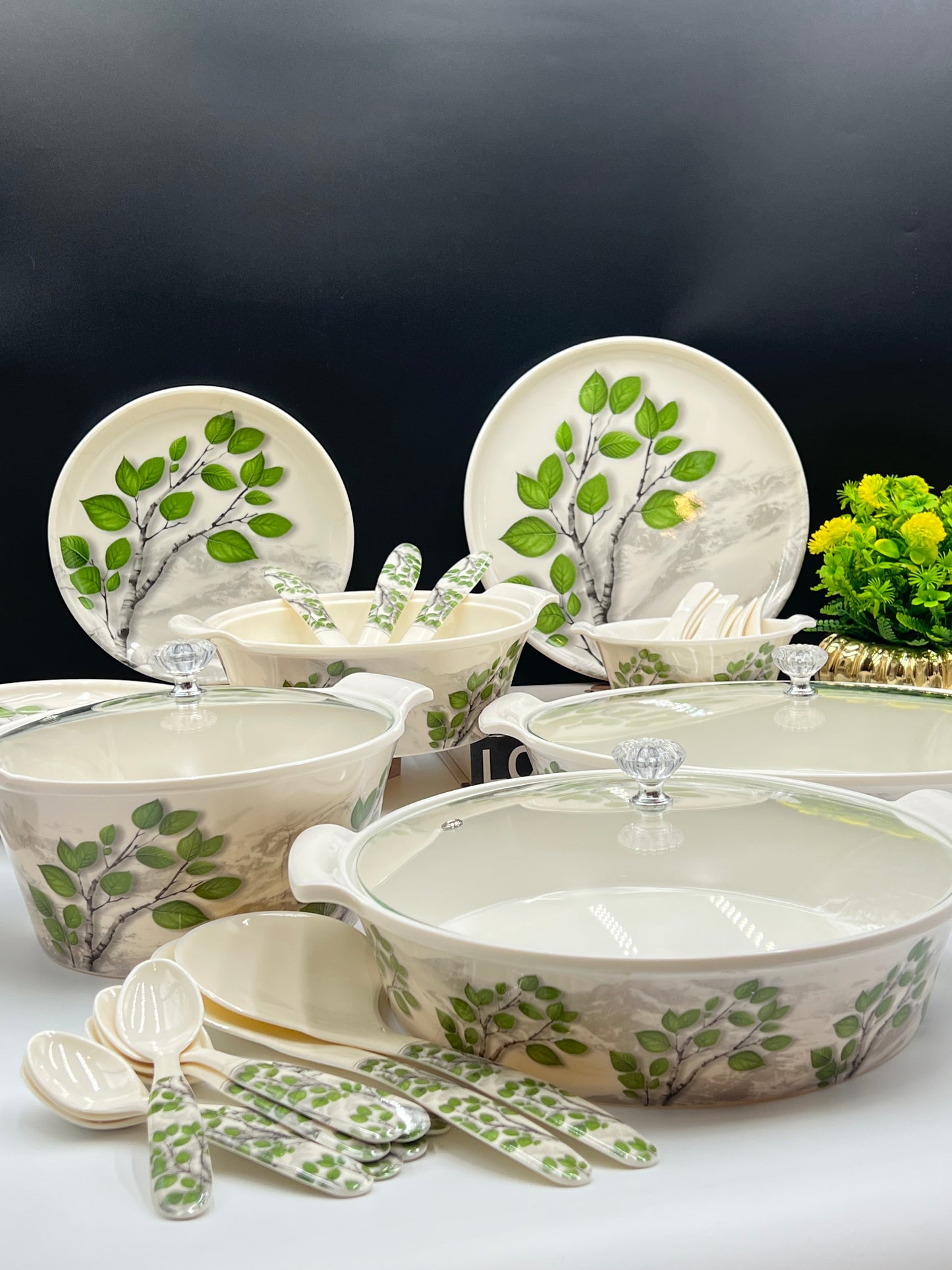 Luxury Granite Double Glaze 64 Pcs Melamine Dinner Set – Heavy Weight | Export Quality ✨