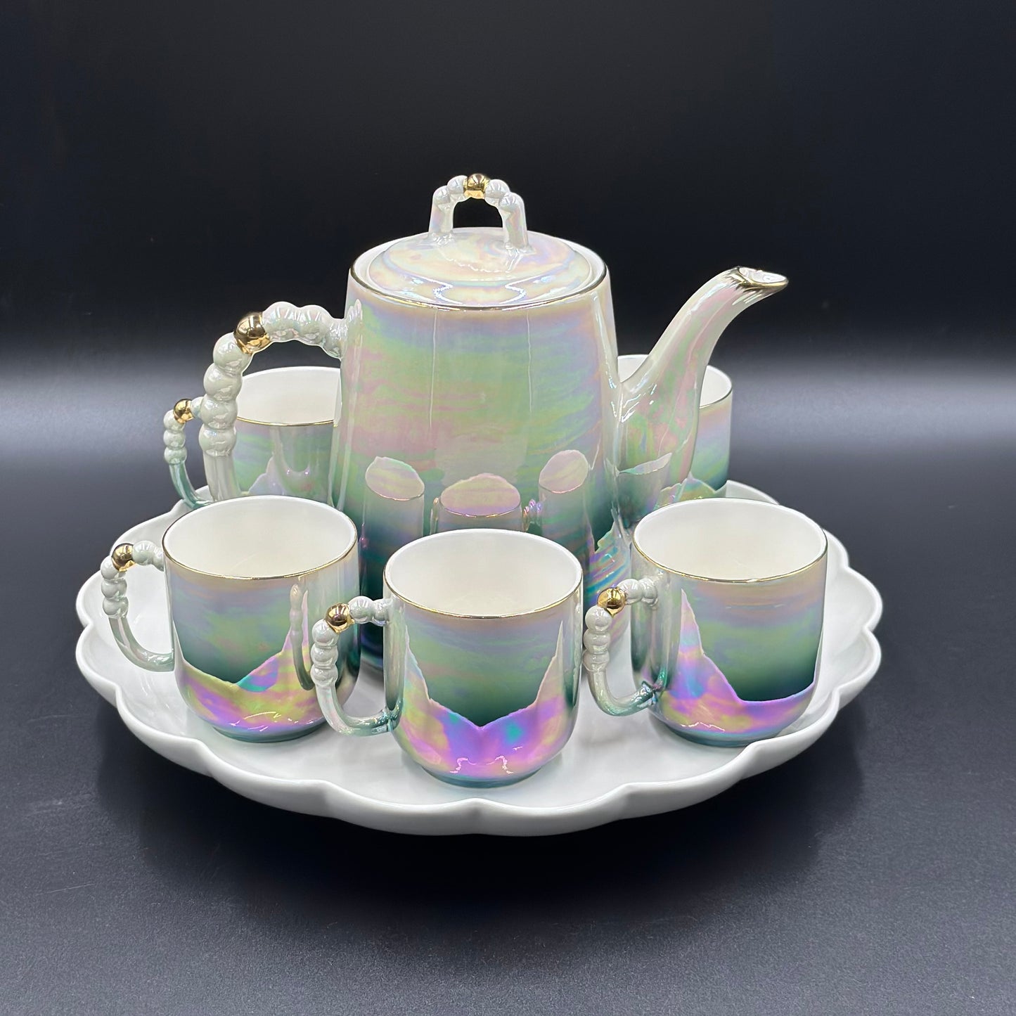 Double Shaded Radiant 8 Pcs Teaset with Rotating Tray ☕️