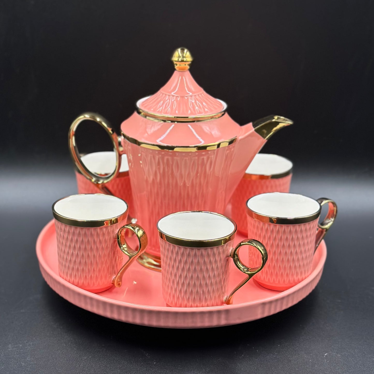 Ring Handle 8 Pcs Teaset with Rotating Tray ☕️