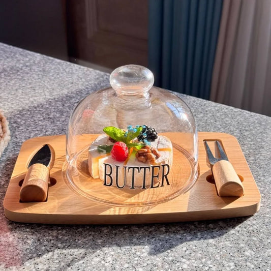 4 Pcs Round Butter Dish with Glass Lid 🧈✨