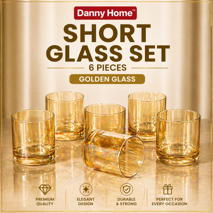 6 Pcs Danny Home Short Golden Glass Set