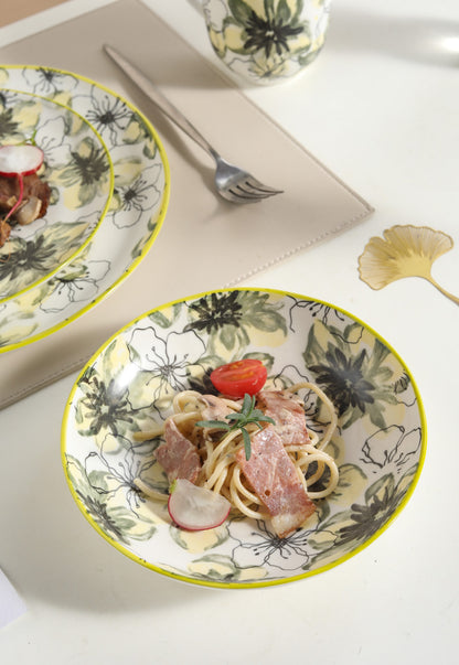 🌿 Lemon Bloom- 16 pcs Handmade Matte Ceramic Dinner Set