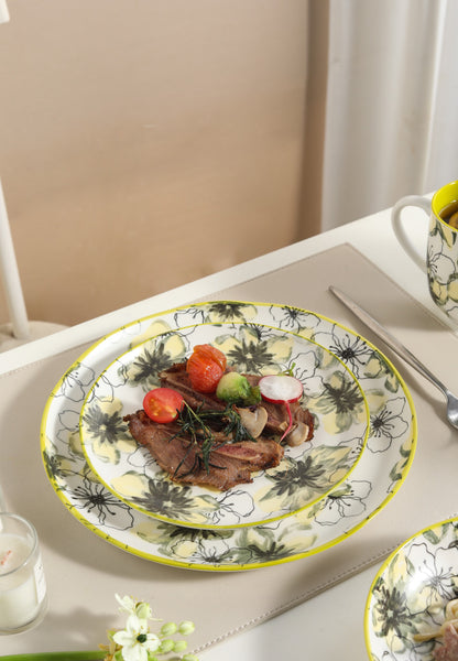 🌿 Lemon Bloom- 16 pcs Handmade Matte Ceramic Dinner Set