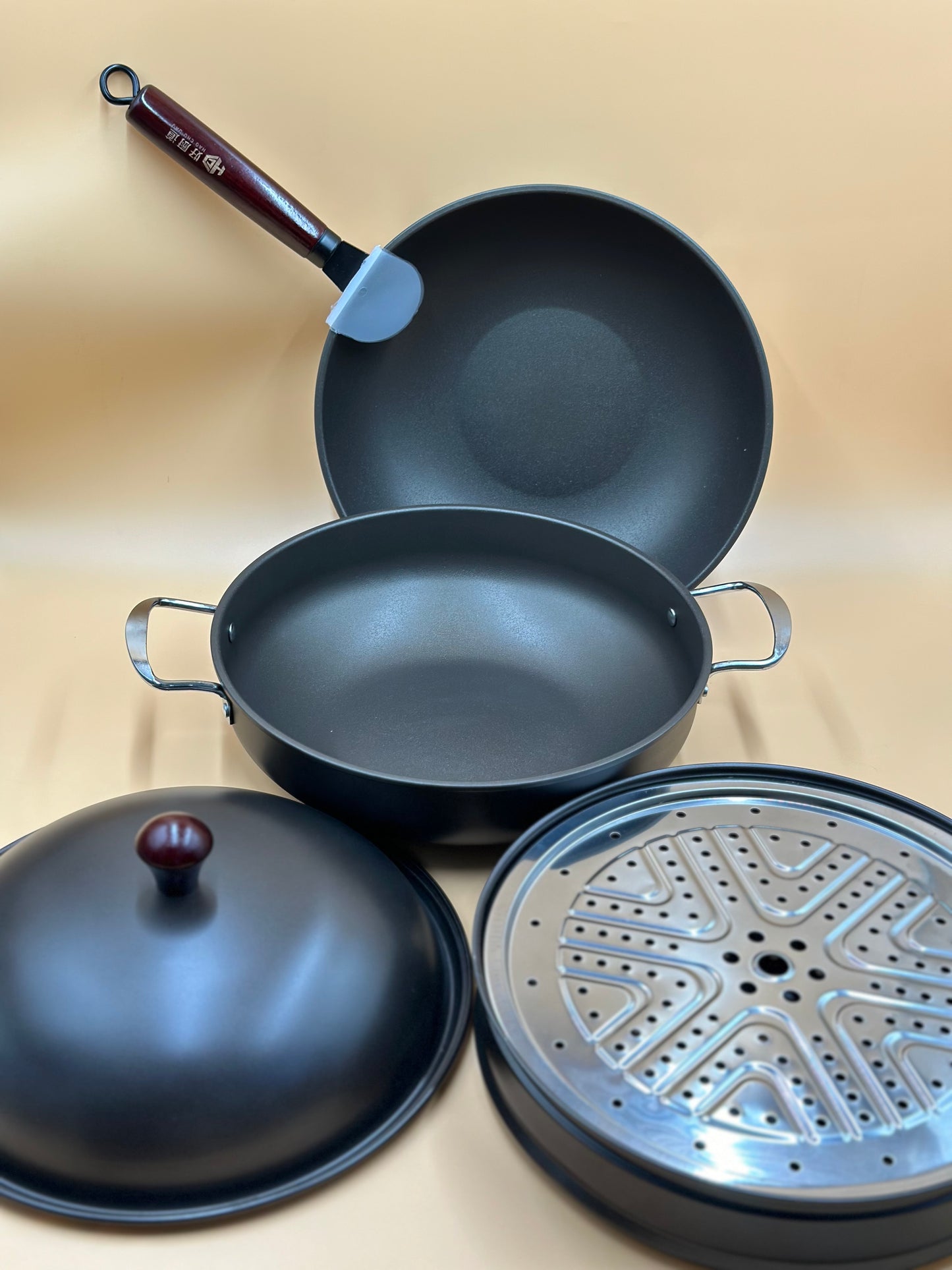 32cm Imported Non-Stick Steamer with Karahi and Pan ♨️