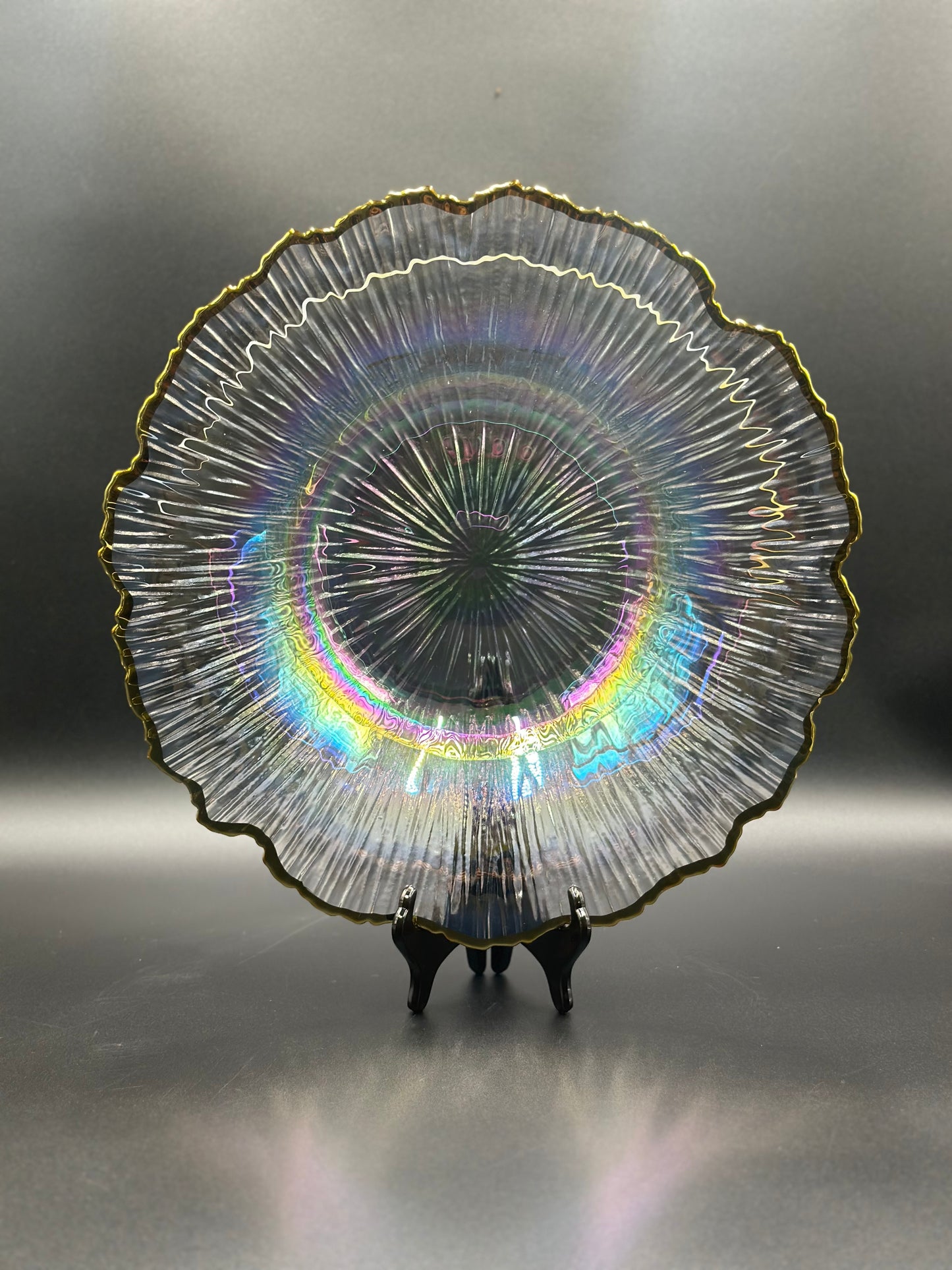 Rainbow Glass Flower Turkish Platter 🌈 🌼