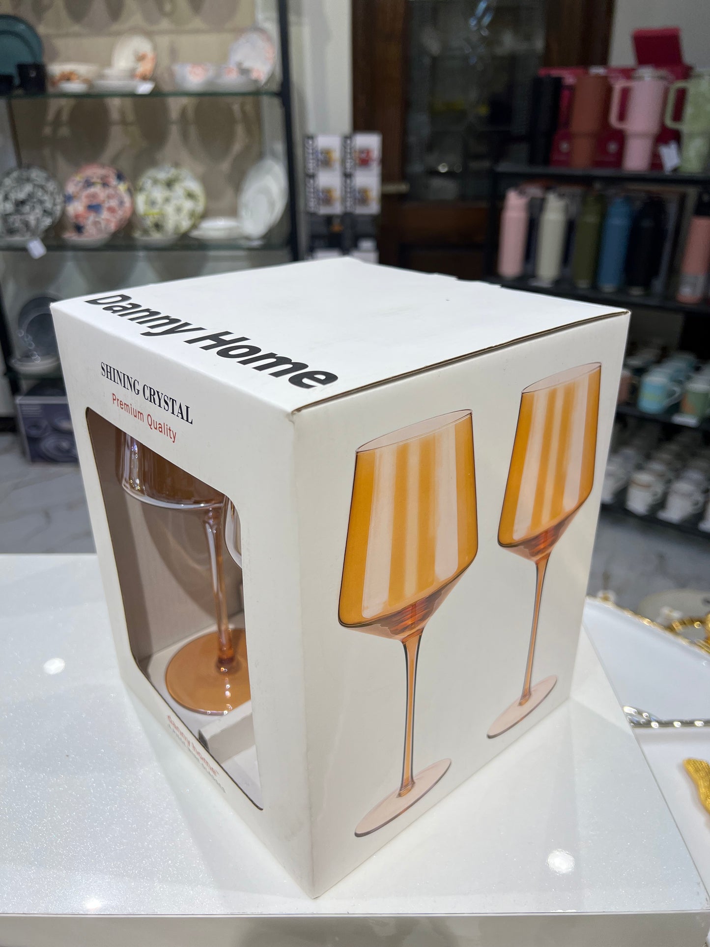 4 Pcs Danny Home Broad Golden Wine Glass Set