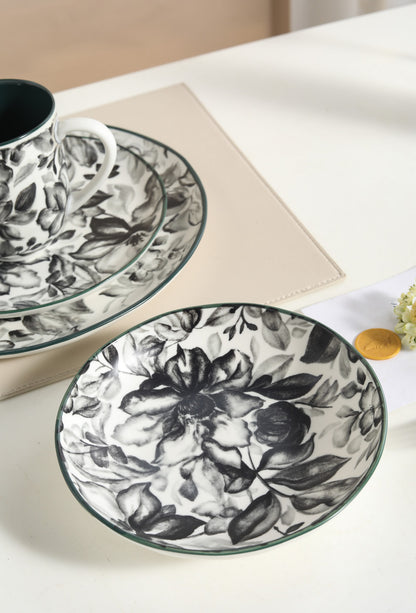 🌙 Midnight Bloom- 16 pcs Handmade Matte Ceramic Dinner Set
