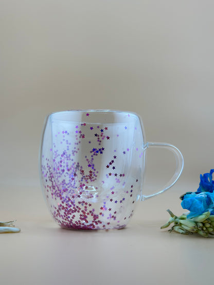 250ML Glitter Starry Double Wall Turkey Glass/Cup✨