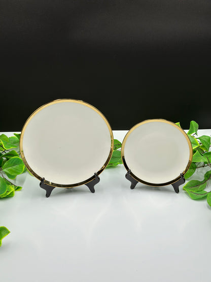 18 Pcs Decent Gold Rim Fine Bone China Flat Plate Set 🍽️✨