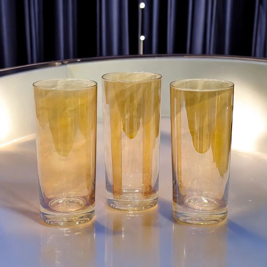 6 Pcs Danny Home Long Golden Drink Glass Set