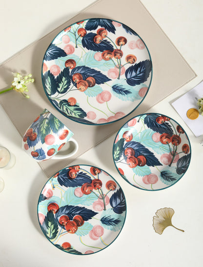 🍒 Cherry Bloom- 16 pcs Handmade Matte Ceramic Dinner Set