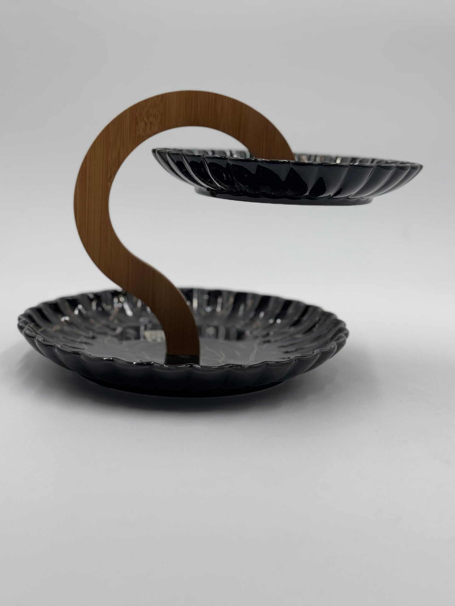 2 Tier Black Marble Design Ceramic Cupcake Serving Platter 🧁✨