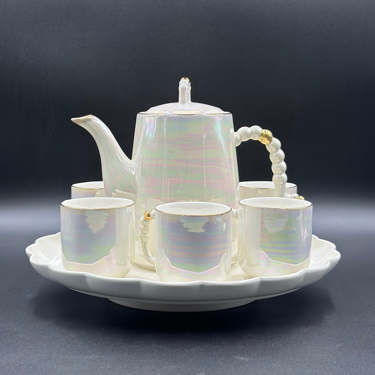 Radiant Opal 8 Pcs Tea Set with Rotating Tray ☕️