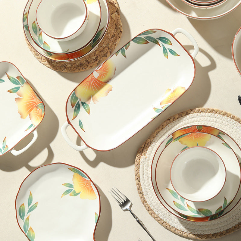 18 Pcs Matt Bone China Sunshine Bloom Iftar Set 🌞