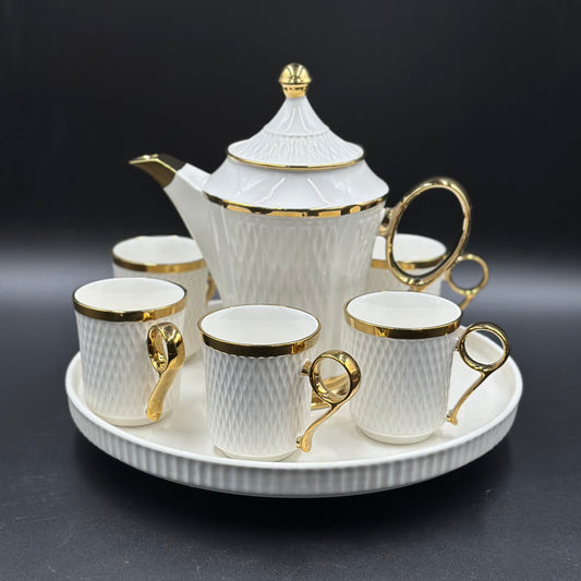 Ring Handle 8 Pcs Teaset with Rotating Tray ☕️