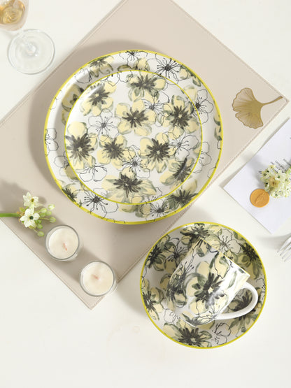 🌿 Lemon Bloom- 16 pcs Handmade Matte Ceramic Dinner Set