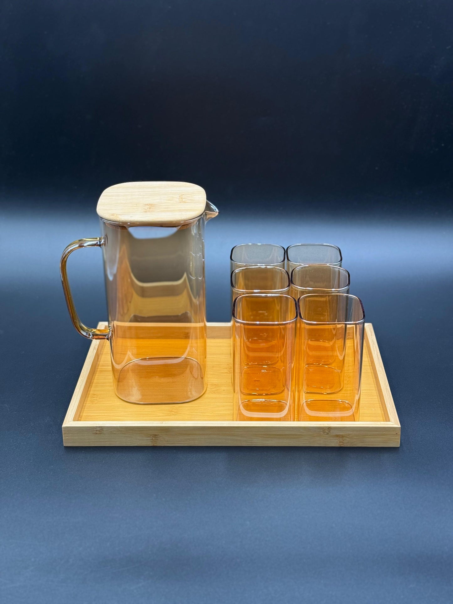 8 Pcs Turkey Glass Water Set with Wooden Tray ✨