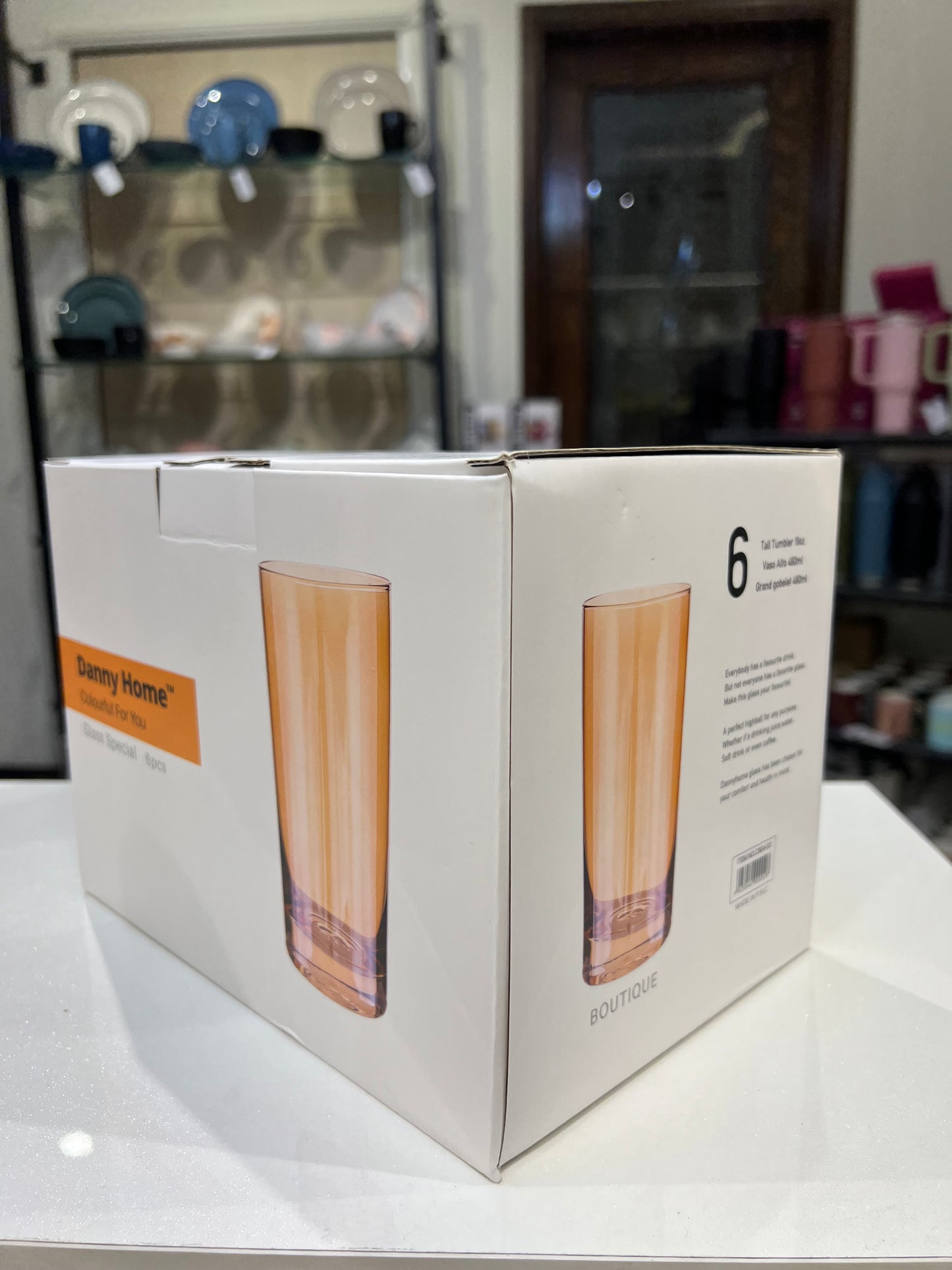 6 Pcs Danny Home Long Golden Drink Glass Set