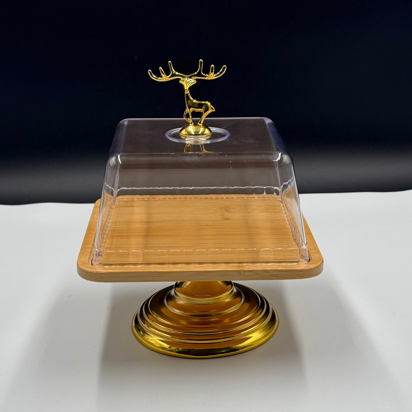 Bamboo Brownie Dish with Acrylic Lid and Metal Base ✨