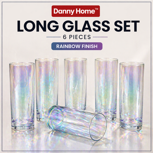 6 Pcs Danny Home Long Rainbow Drink Glass Set