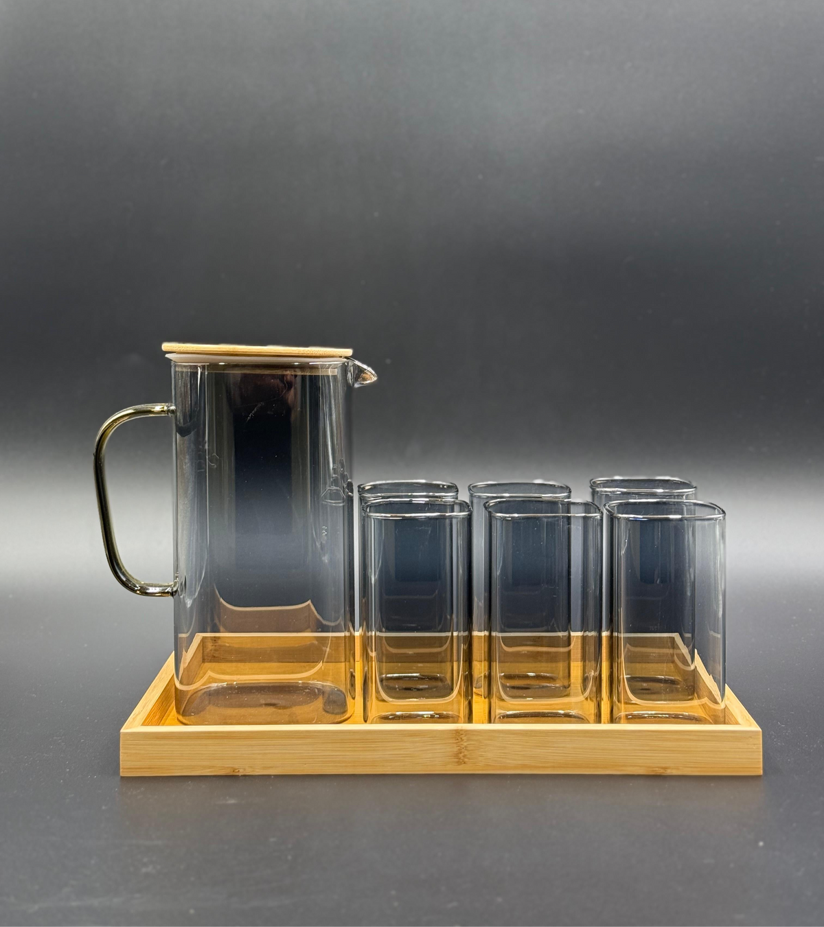 8 Pcs Turkey Glass Water Set with Wooden Tray ✨ – Ace Crockery