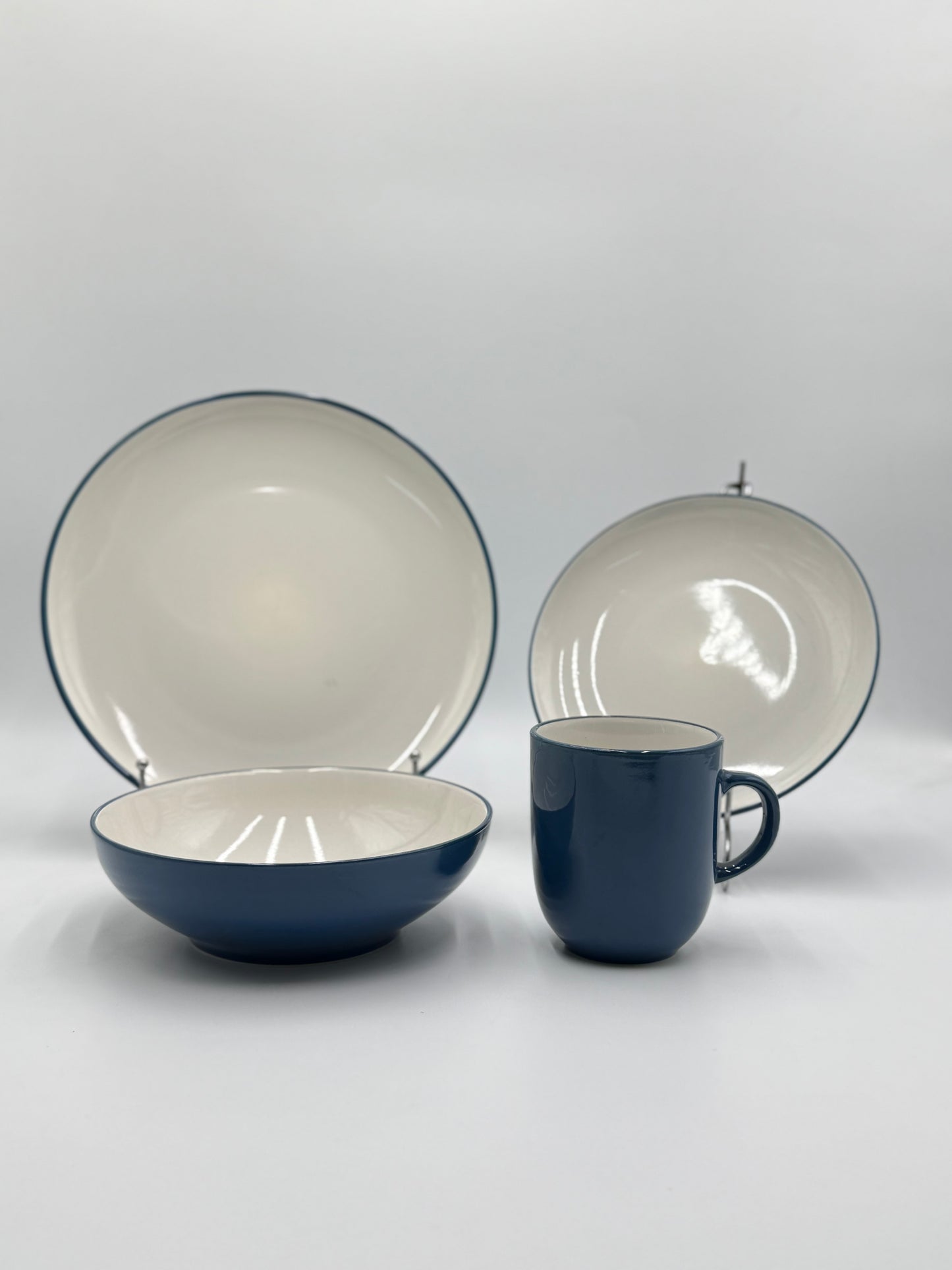 24 Pcs Bi-Colour Blue Glazed Stoneware Breakfast Set 💙✨