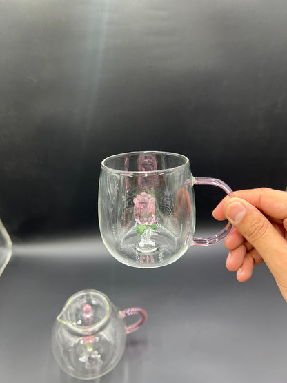 5 Pcs Turkish Glass Tea Set – Floral Kettle & Cups 🌷