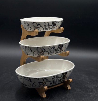 3 Tier Abstract Pattern Ceramic Food Serving Rack✨