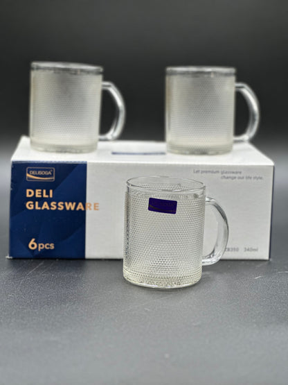 6 Pcs DELISOGA Fine Textured Glass Mugs ☕️