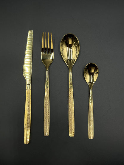 24 Pcs Stainless Steel Cutlery Set – Royal Gold Geometric